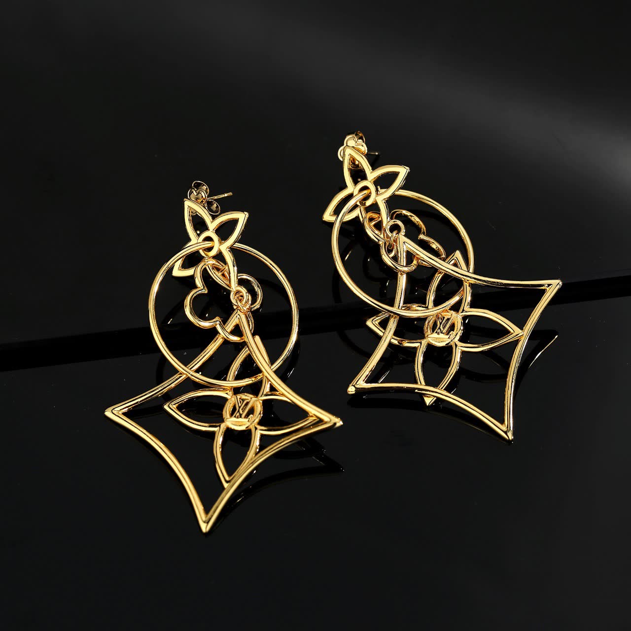 Louis Vuitton Gold Tone Earrings